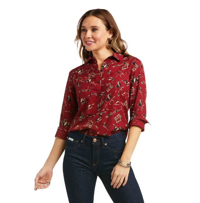 Ariat Wms Kelley Shirt Red - Black Friday Sale Modern Casual Short Sleeve