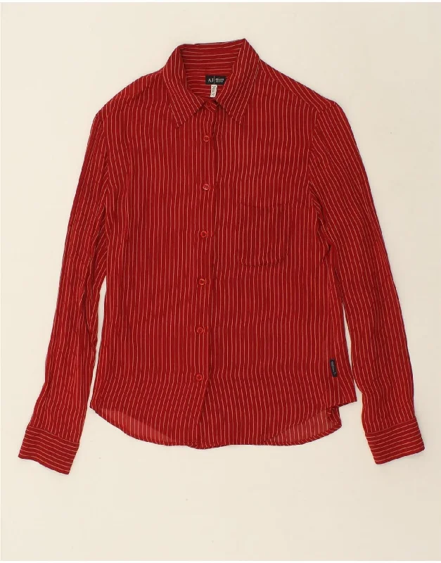 ARMANI JEANS Womens Shirt UK 12 Medium Red Striped Viscose Comfortable Short Sleeve Tunic ARMANI JEANS Womens Shirt UK 12 Medium Red Striped Viscose Comfortable Short Sleeve Tunic