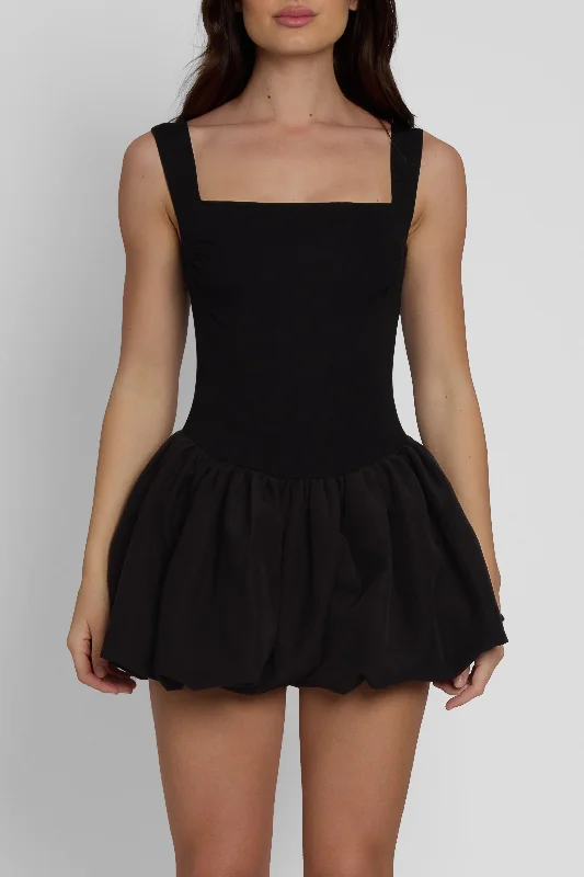 Bisou Bubble Knit Mini Dress - Black Elegant Tulle Mini Dress