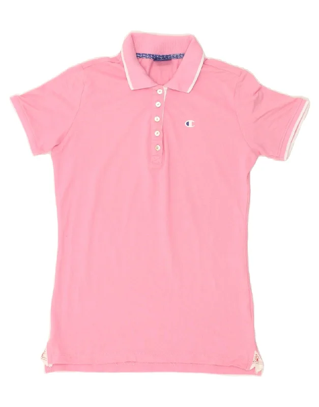 CHAMPION Womens Polo Shirt UK 10 Small Pink Trendy Short Sleeve Blouse