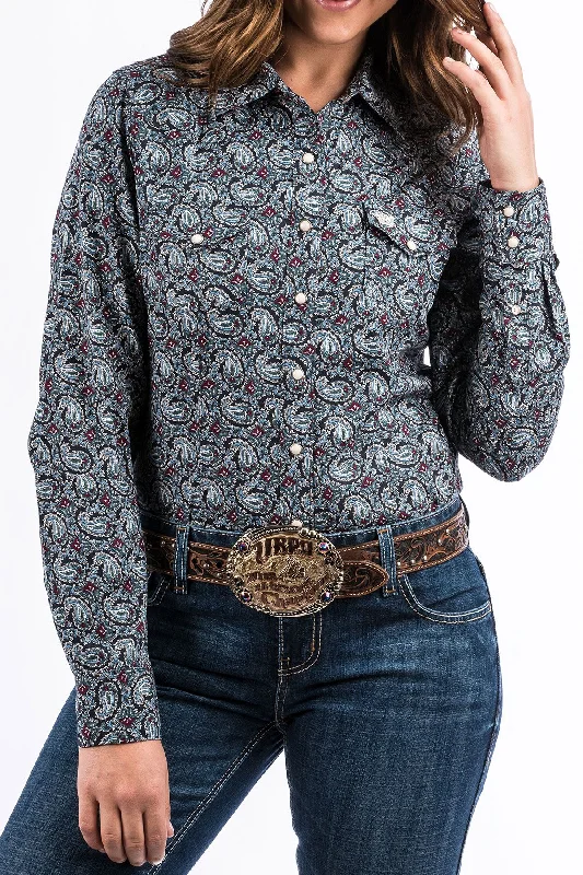 Cinch Wmns Ember Shirt - Black Friday Sale Classic Button-Up Short Tee