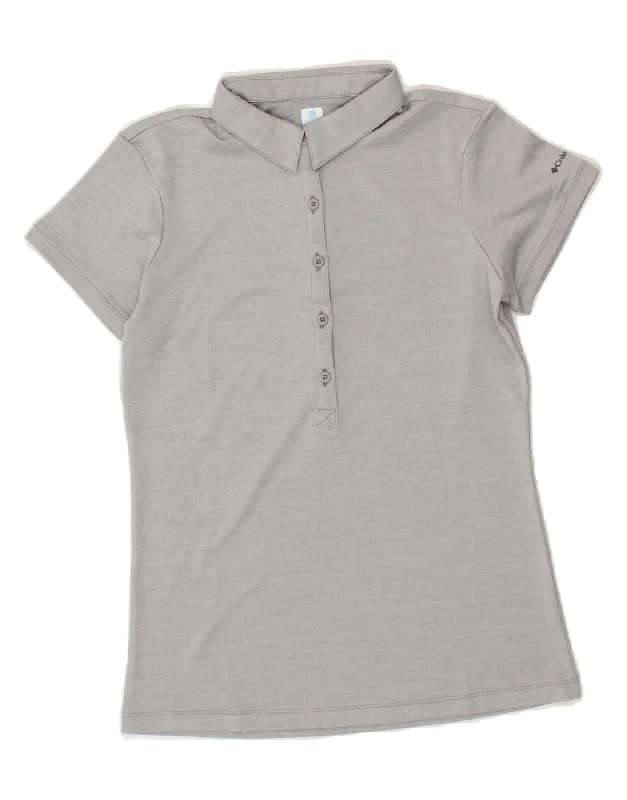 COLUMBIA Womens Polo Shirt UK 10 Small Grey Stylish Round Neck Shirt