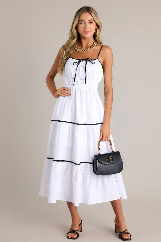 Delightful Discoveries White Tiered Midi Dress Trendy Flared Sleeve Midi Dress