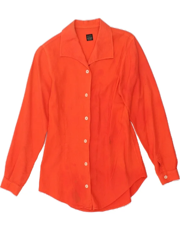 DIADORA Womens Shirt UK 10 Small Orange Fashionable Rounded Short Shirt