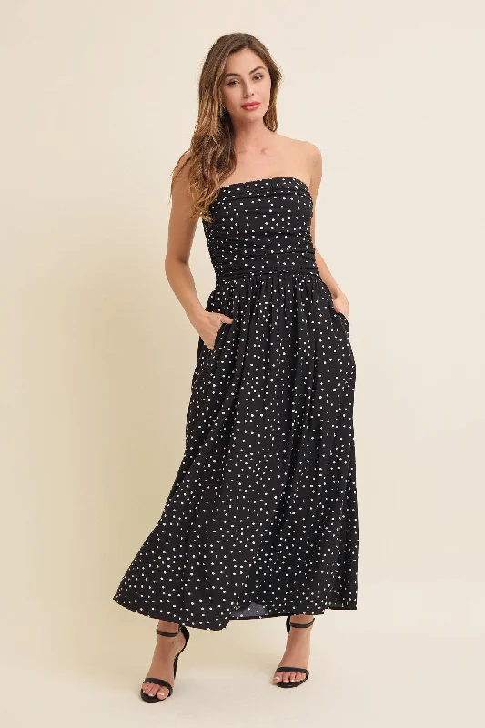 Dotted Moment Midi Dress Elegant Satin Slip Midi Dress