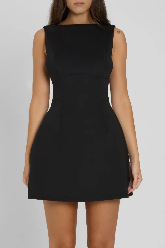 Estelle Sleeveless Bustier Mini Dress - Black Cozy Cowl Neck Mini Dress