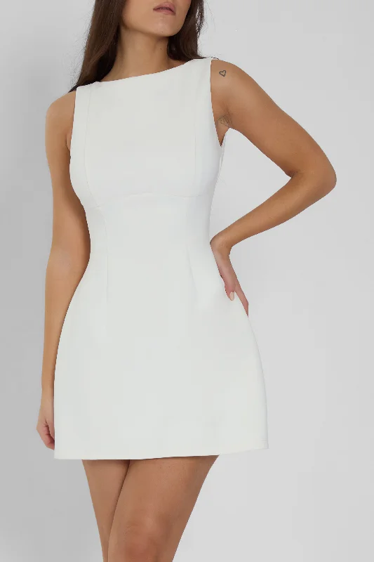 Estelle Sleeveless Bustier Mini Dress - White Comfortable Wrap Mini Dress