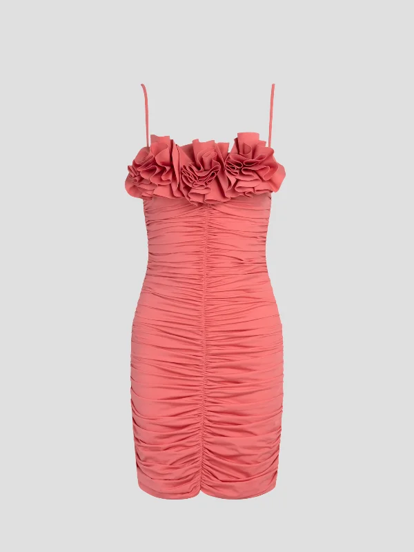 Estribo Ruffled Mini Dress in Pink Trendy Camisole Mini Dress