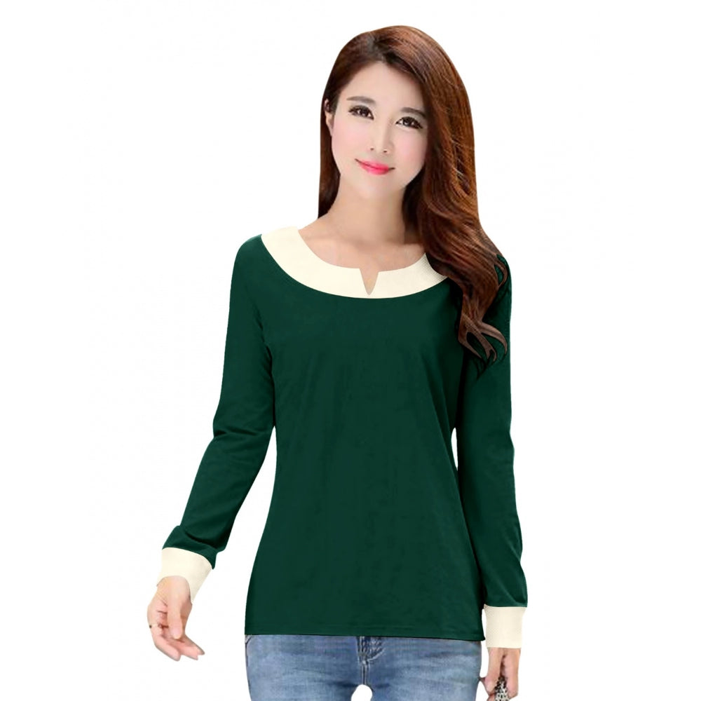 Generic Women's Western Wear Hosiery T Shirts (Green) Trendy Short Sleeve Blouse