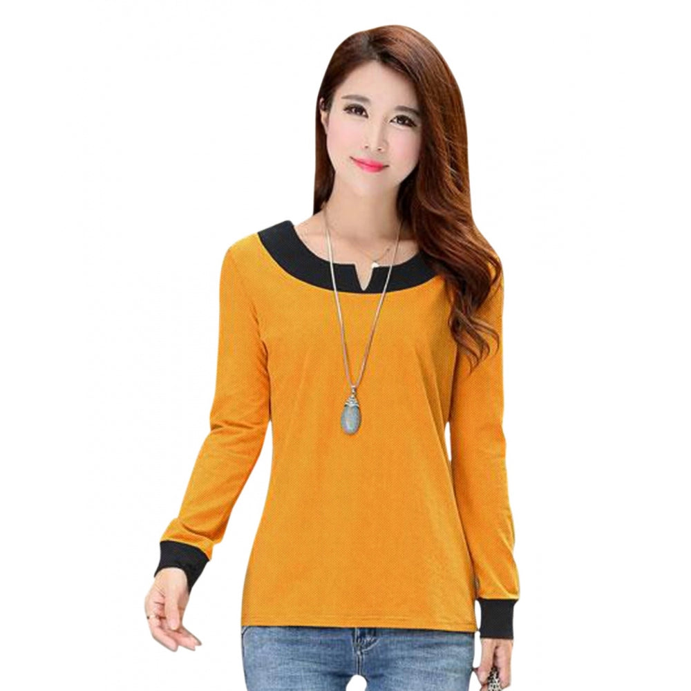 Generic Women's Western Wear Hosiery T Shirts (Yellow) Stylish Short Sleeve Polo