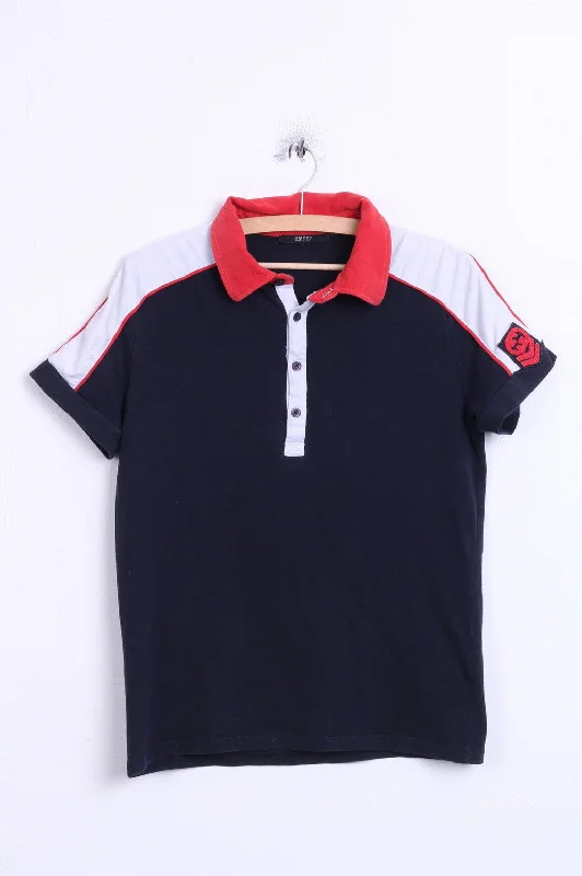 Gucci Womens XL Polo Shirt Navy Cotton Sport Italy Fashionable Sheer Short Shirt