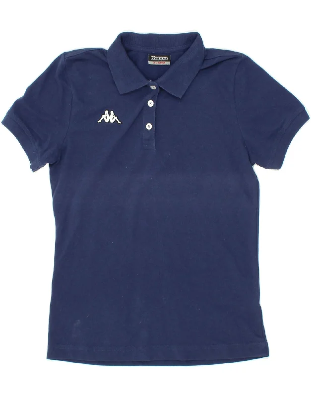 KAPPA Womens Polo Shirt UK 18 XL Navy Blue Cotton Fashionable Button-Front Short Sleeve