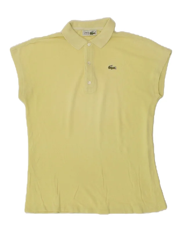 LACOSTE Womens Polo Shirt Size 42 Large Yellow Cotton Trendy Summer Short Sleeve