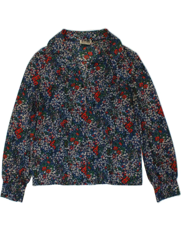 LUISA SPAGNOLI Womens Shirt Blouse UK 16 Large Multicoloured Floral Elegant High-Low Short Shirt