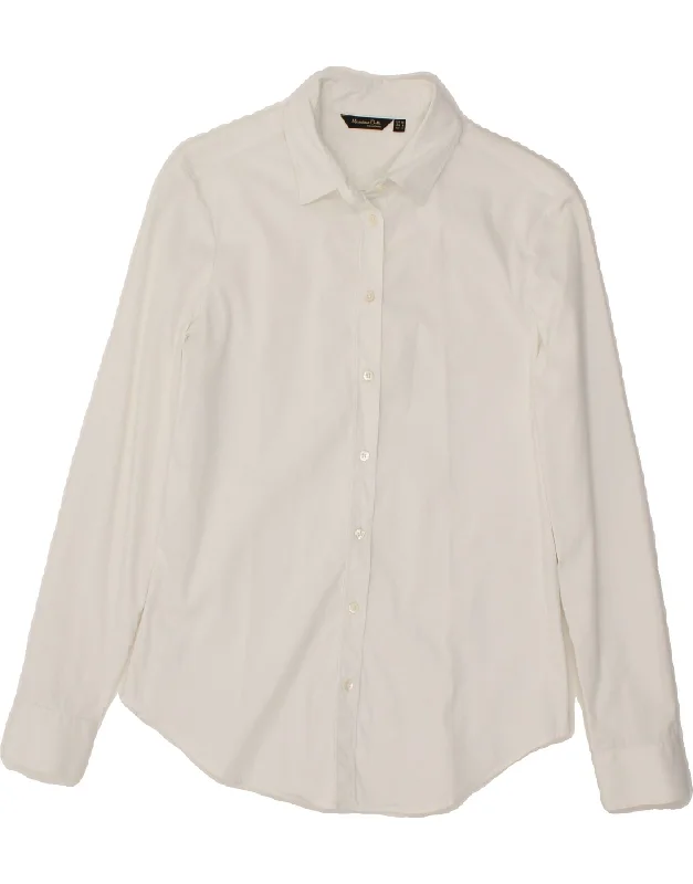 MASSIMO DUTTI Womens Shirt EU 38 Small White Cozy Linen Short Shirt