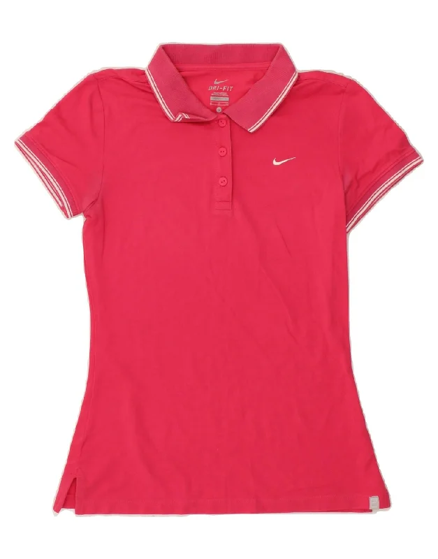 NIKE Womens Polo Shirt UK 10 Small Pink Stylish Short Sleeve Polo