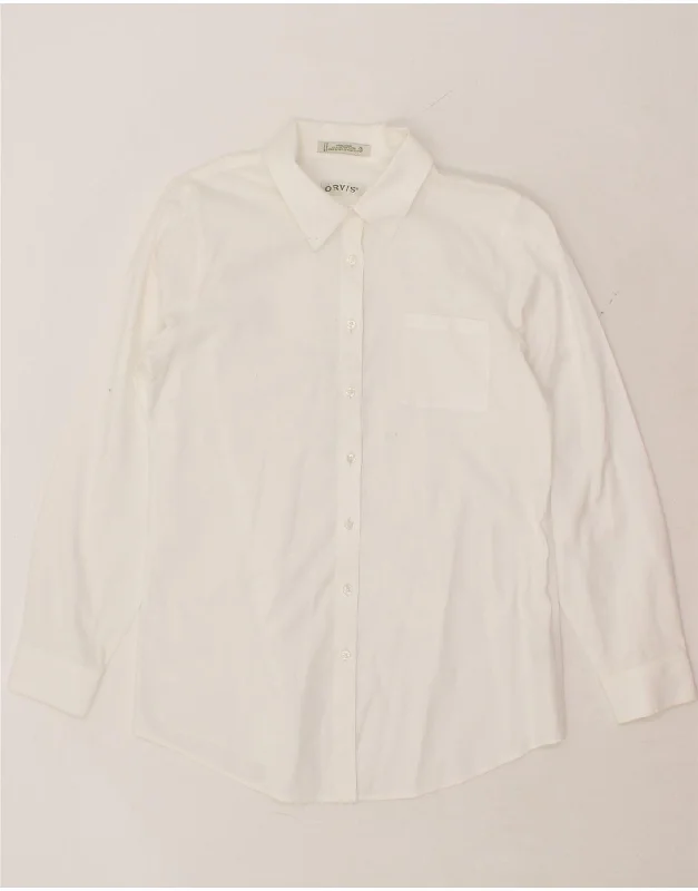 ORVIS Womens Shirt US 10 Large White Cotton Comfortable Flowing Short Sleeve