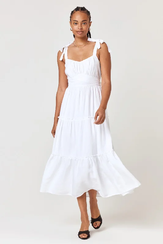 White Ruffle Midi Dress Elegant Velvet Midi Dress