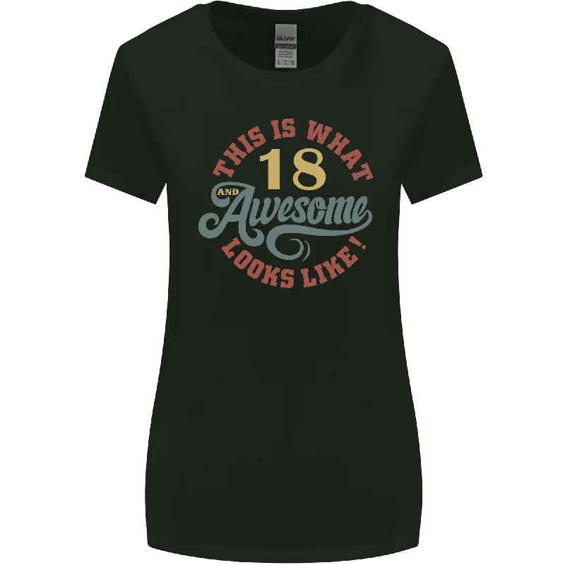 18th Birthday 80 Year Old Awesome Looks Like Womens Wider Cut T-Shirt Satin Blend Silk Blend Wool Blend