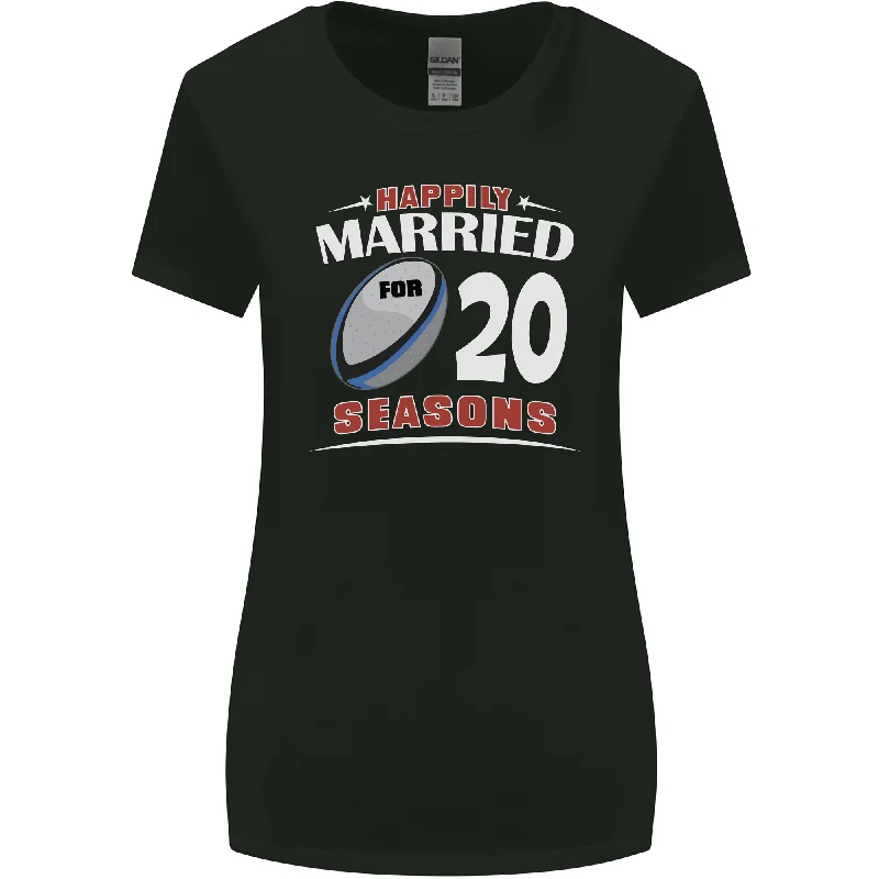 20 Year Wedding Anniversary 20th Rugby Womens Wider Cut T-Shirt Jersey Fabric Tulle Fabric Batik Fabric