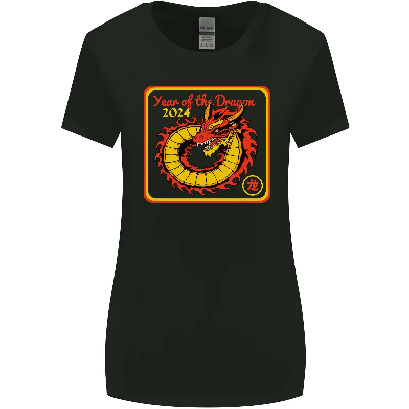 2024 Year of the Dragon Womens Wider Cut T-Shirt Terry Blend Velvet Blend Canvas Blend