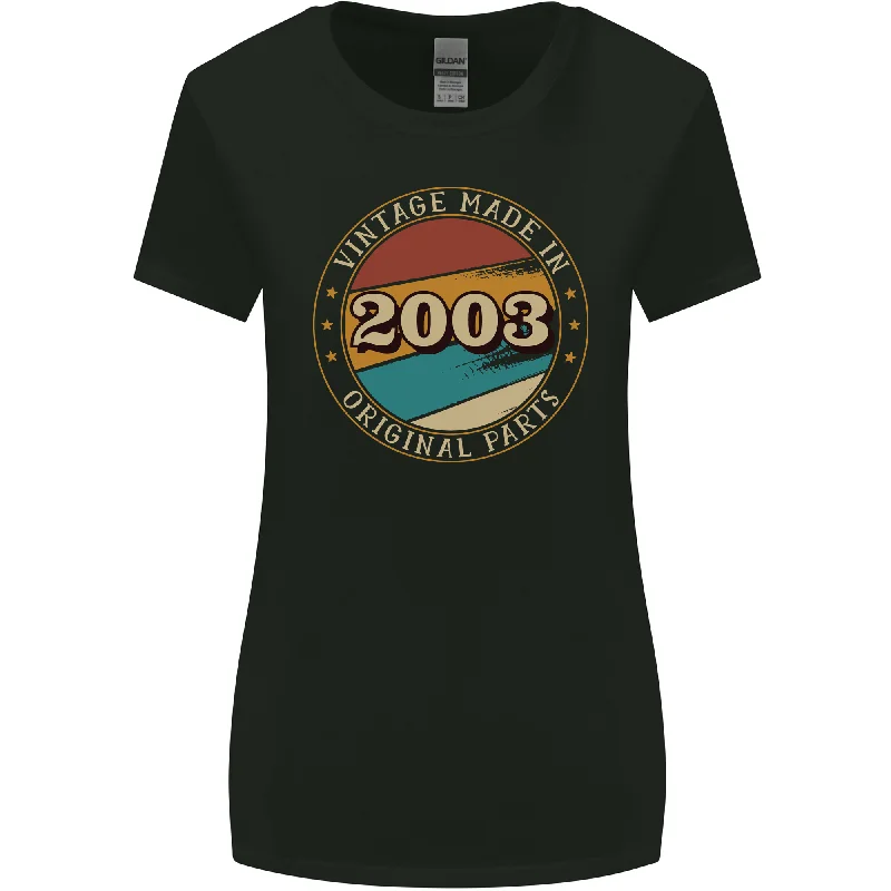 20th Birthday  Vintage Made In 2003 Womens Wider Cut T-Shirt Graphic T-Shirt Round Neck Polyester