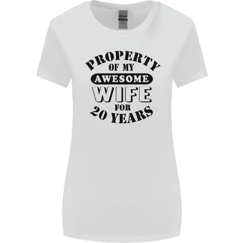 20th Wedding Anniversary 20 Year Funny Wife Womens Wider Cut T-Shirt Boxy Fit Fitted Loose