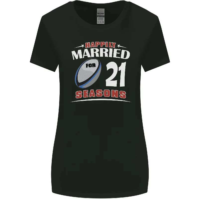 21 Year Wedding Anniversary 21st Rugby Womens Wider Cut T-Shirt Terry Blend Velvet Blend Canvas Blend