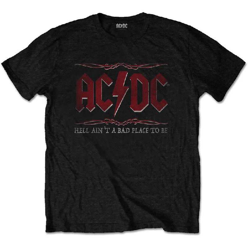 AC/DC | Official Band T-Shirt | Hell Ain't A Bad Place V-Neck T-Shirt Long Sleeve Cotton AC/DC | Official Band T-Shirt | Hell Ain't A Bad Place V-Neck T-Shirt Long Sleeve Cotton