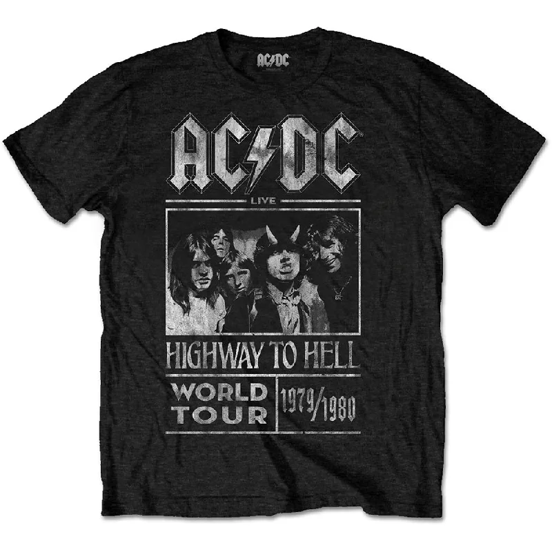 AC/DC | Official Band T-Shirt | Highway to Hell World Tour 1979/1980 Notch Collar Peter Pan Collar Cowl Neck