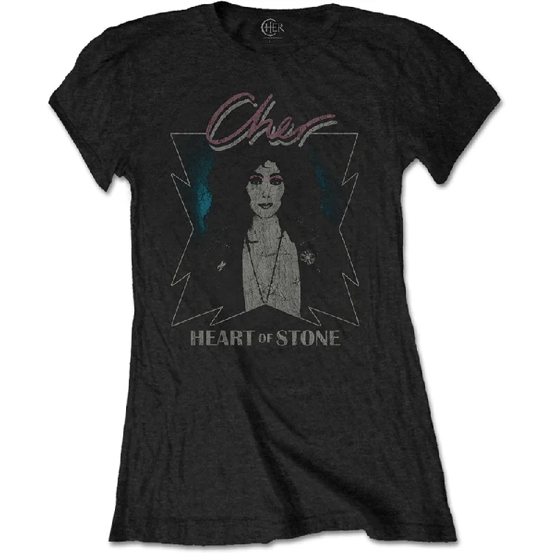 Cher Ladies T-Shirt: Heart of Stone Machine Wash Dry Clean Hand Wash