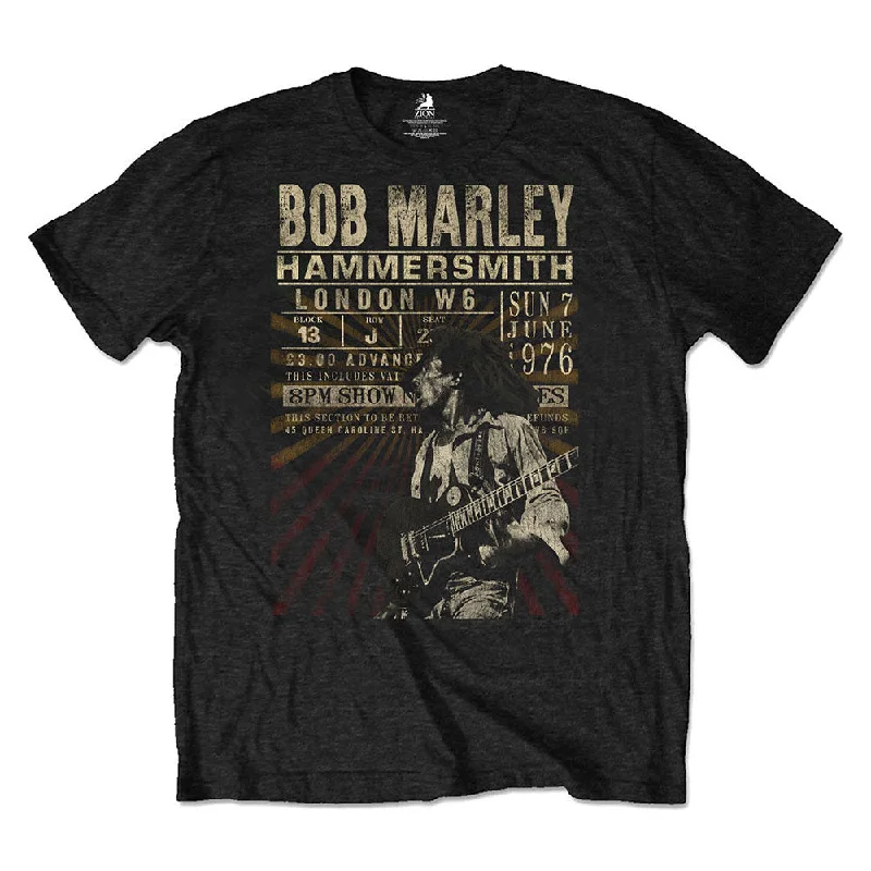 Bob Marley | Official Band Eco-T-Shirt | Hammersmith '76 Striped Floral Plaid