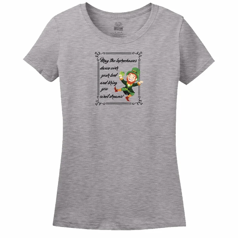 May The Leprechauns Dance Over Your Bed And Bring You Sweet Dreams Womens Tee Wool Fabric Cashmere Fabric Tweed Fabric