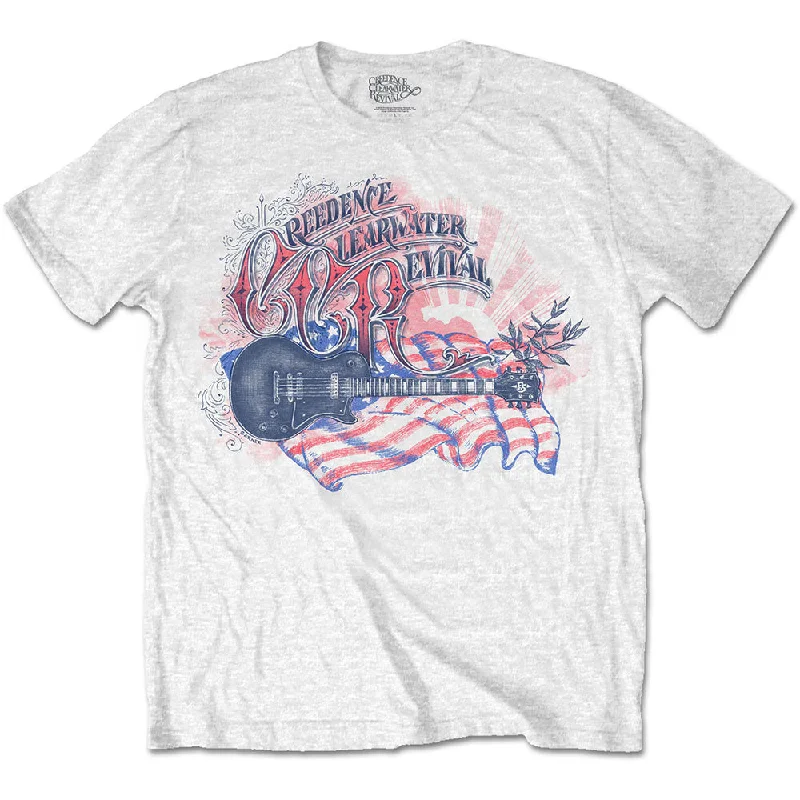 Creedence Clearwater Revival | Official Band T-Shirt | Guitar & Flag Zippered Buttoned Snapped