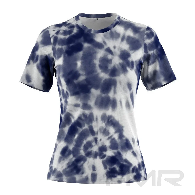 FMR Women's Shibori Tie-Dye Short Sleeve T-Shirt Sequined Glittery Shiny