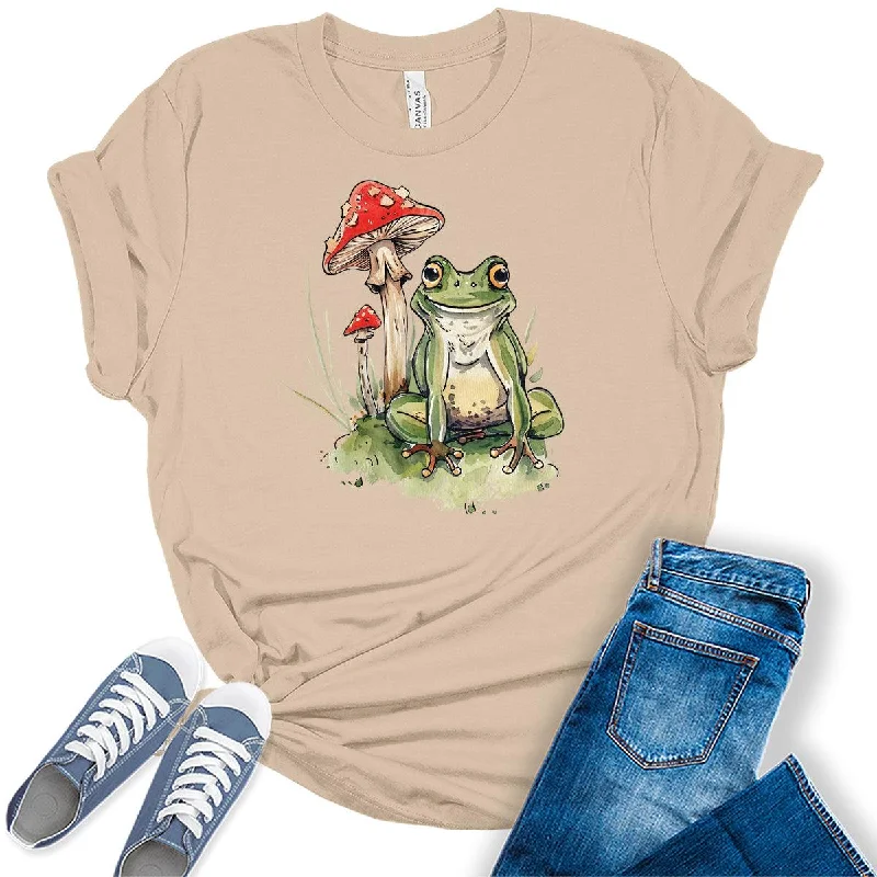 Happy Frog Mushroom T-Shirt Graphic T-Shirt Round Neck Polyester