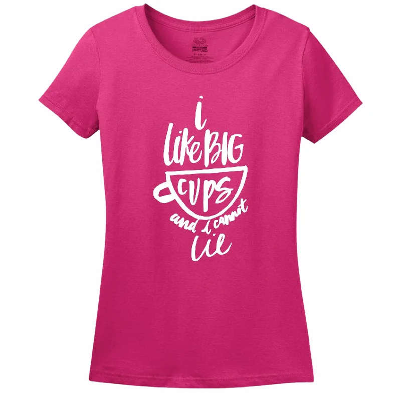 I Like Big Cups Women's T-Shirt Zippered Buttoned Snapped