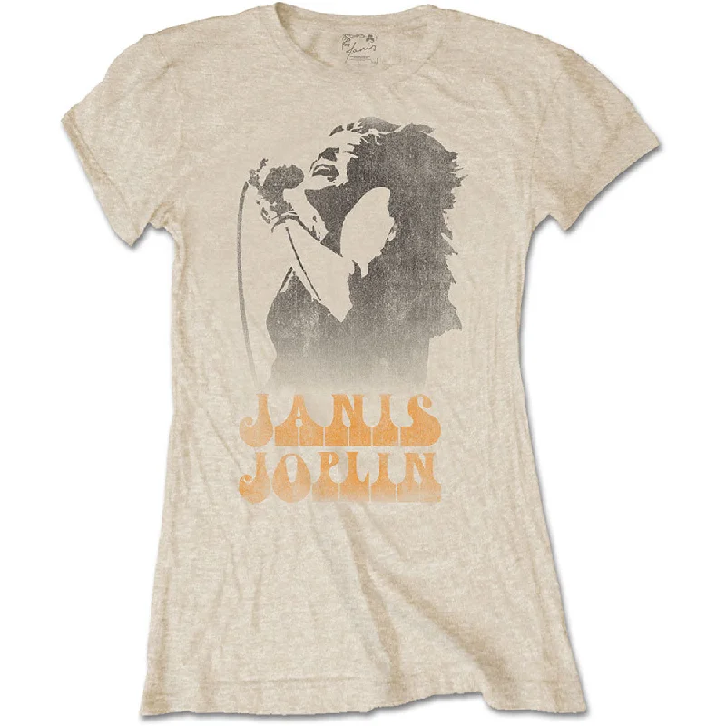 Janis Joplin  | Official Ladies T-shirt |  Working The Mic Chenille Fabric Brocade Fabric Lace Fabric