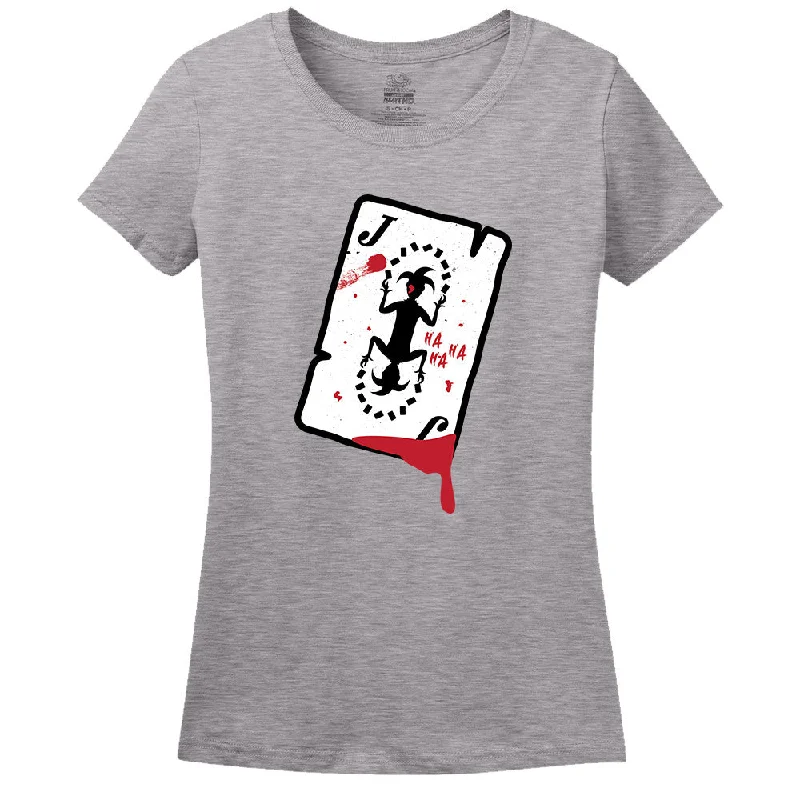 Joker Card Women's T-Shirt Zippered Front Buttoned Front Snap Front