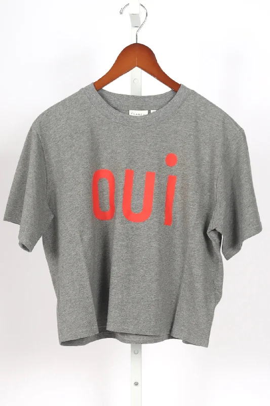 La Carré Tee - Oui - Grey Melange w/ Bright Poppy Print Jacquard Patchwork