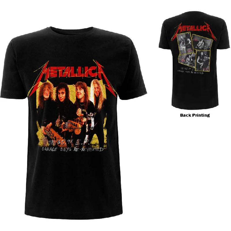 Metallica | Official Band T-Shirt | Garage Photo Yellow (Back Print) Lace Blend Ribbed Blend Corduroy Blend