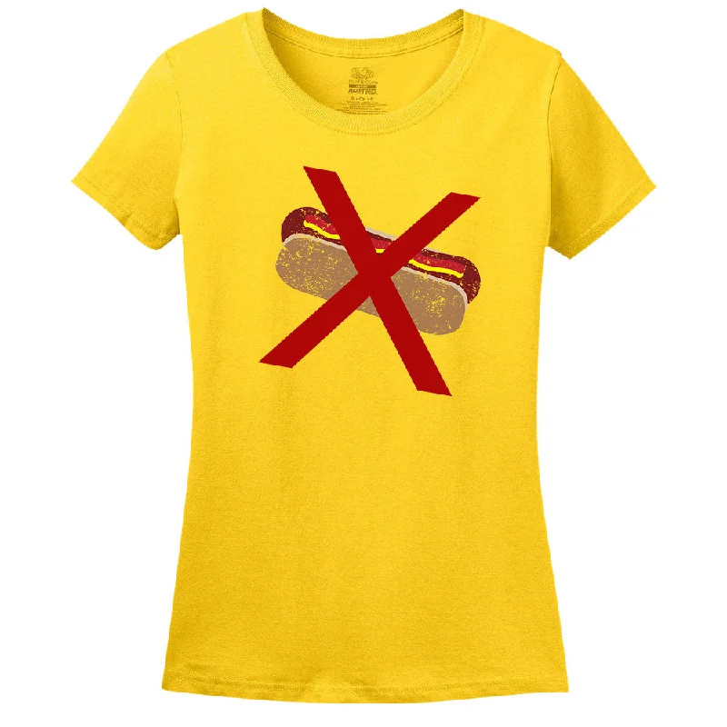 No Hot Dog T-Shirt Embroidered Appliqued Beaded