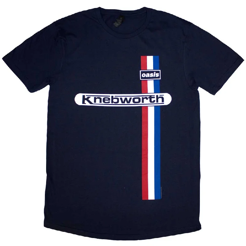 Oasis | Official Band T-Shirt | Knebworth Vertical Stripe Fitted T-Shirt Seamless Stretchy Oasis | Official Band T-Shirt | Knebworth Vertical Stripe Fitted T-Shirt Seamless Stretchy