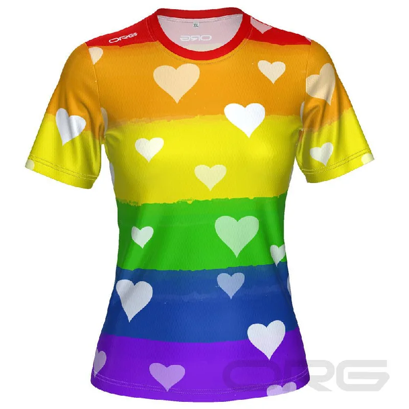 FMR Rainbow Love Women's Performance T-Shirt Ribbed Striped Patterned