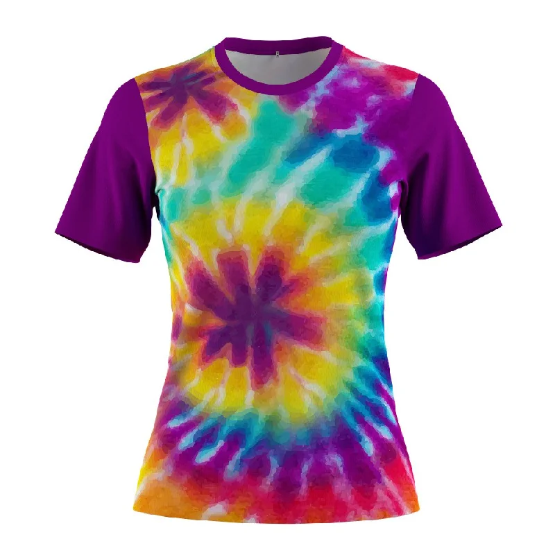 FMR Tie-dye Women's Short Sleeve T-Shirt Cashmere Blend Cotton Blend Poly Blend