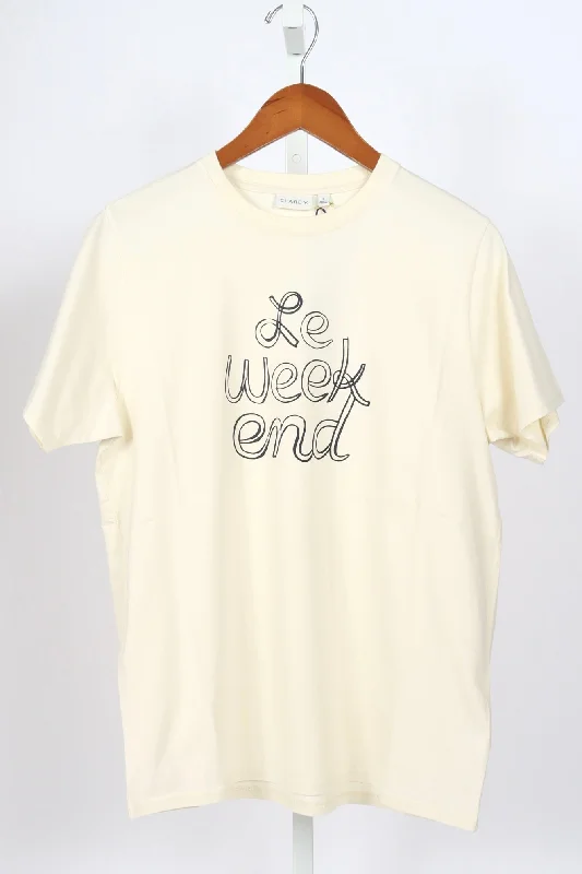 Original Tee - Le Weekend - Cream w/ Navy Le Weekend Welt Pockets Slit Pockets