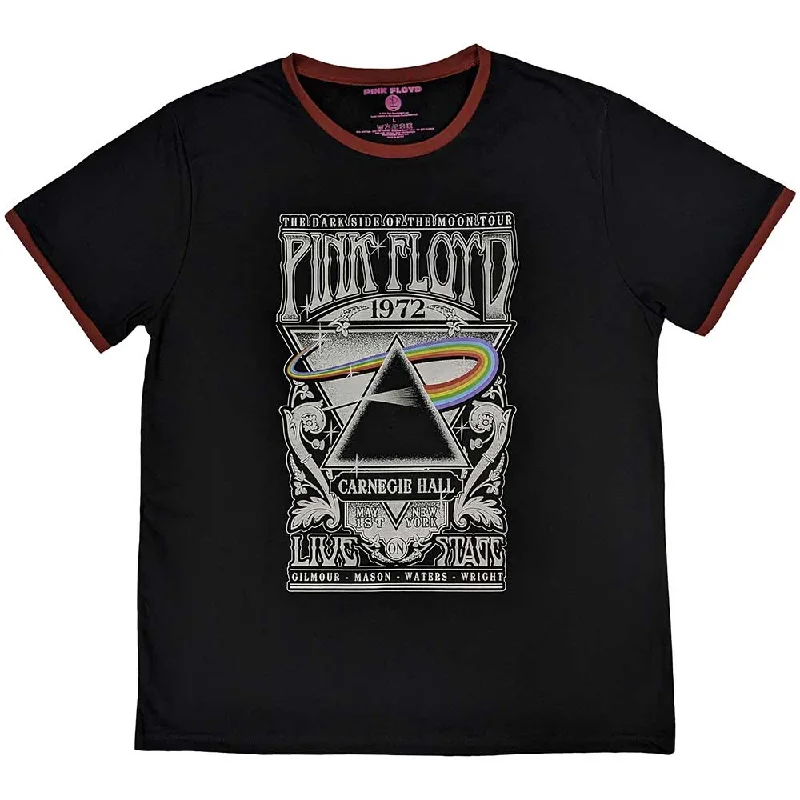 Pink Floyd | Official Band Ringer T-Shirt | Carnegie Hall Poster Plaid T-Shirt Polka Dot Checkered