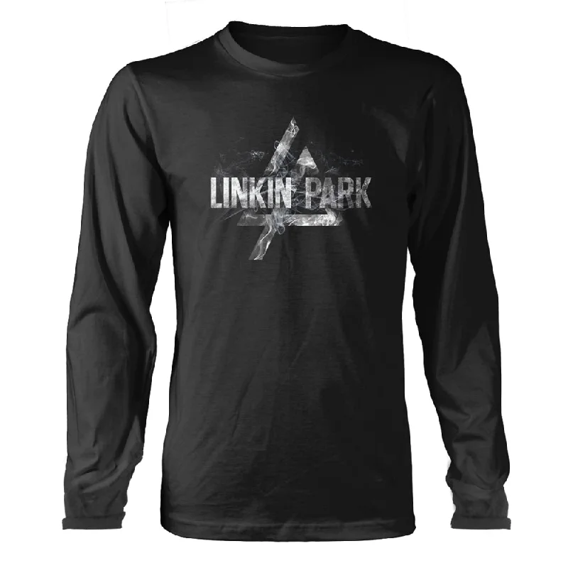 Linkin Park Unisex Long Sleeved T-shirt: Smoke Logo Houndstooth Herringbone Solid