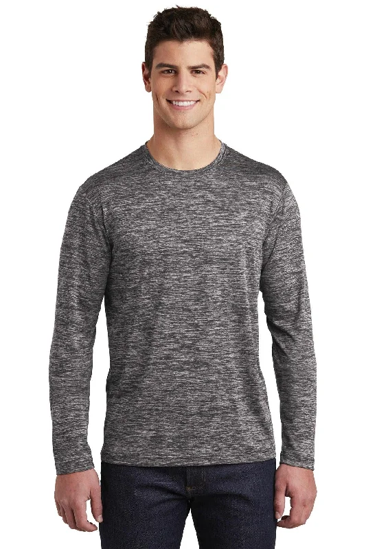 Sport-Tek  PosiCharge  Long Sleeve Electric Heather Tee. ST390LS Welt Pockets Slit Pockets Flap Pockets