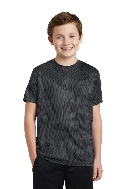 Sport-Tek Youth CamoHex Tee. YST370 Basic T-Shirt Crew Neck Short Sleeve